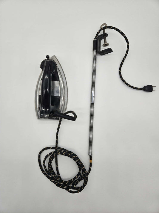 Vintage GE General Electric Travel Iron with Clamp Cord Guide Model 110F Works