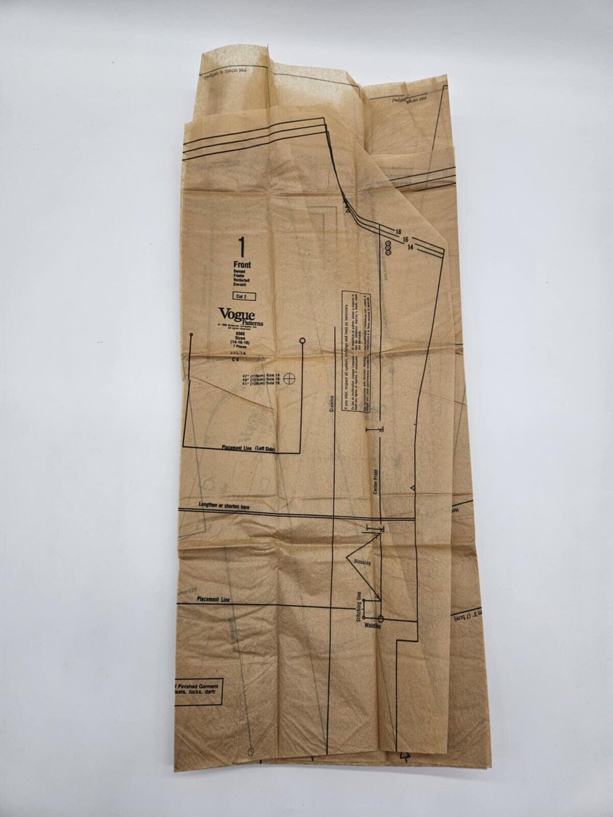 Very Easy Very Vogue Pattern 9368 Miss Size 14, 16, 18 Vtg 1980s