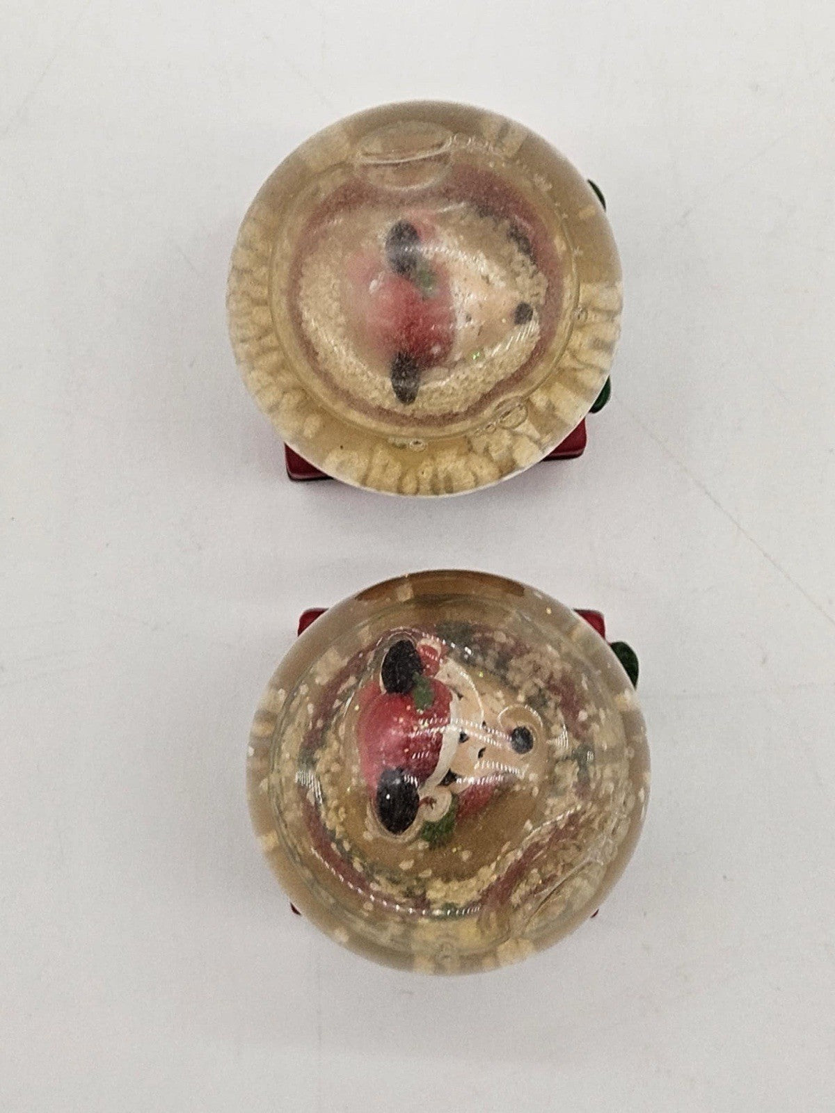 Lot of 2 JC Penney Snow Globes 2” High Disney Mickey Mouse Christmas Xmas 2013