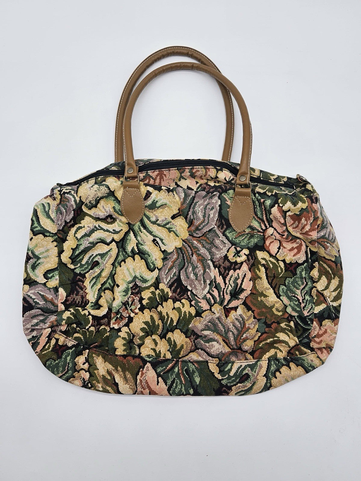 Vintage Gitano Floral Tapestry Duffel Bag 80s Weekender Travel Carry-On