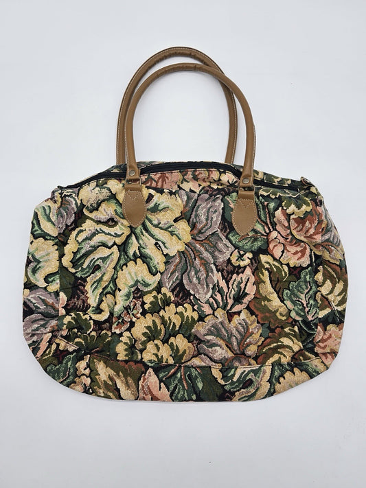 Vintage Gitano Floral Tapestry Duffel Bag 80s Weekender Travel Carry-On