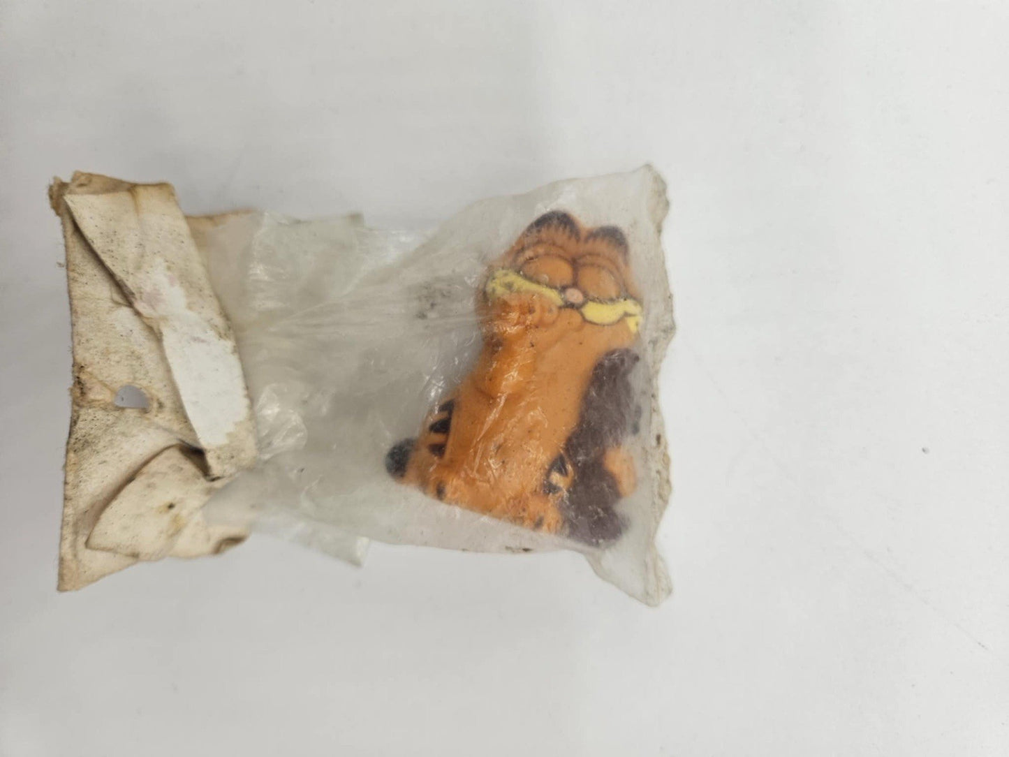 Vintage Garfield holding Teddy Bear Rubber Mini Figure made in Hong Kong 1.75" T