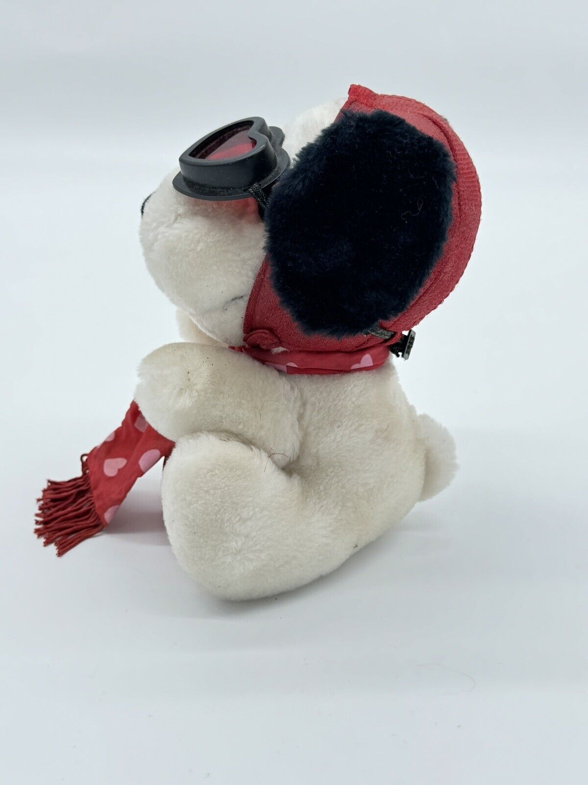 SNOOPY 7" Plush Dog Red Baron Heart Goggles Hat Stuffed Toy Peanuts Teleflora