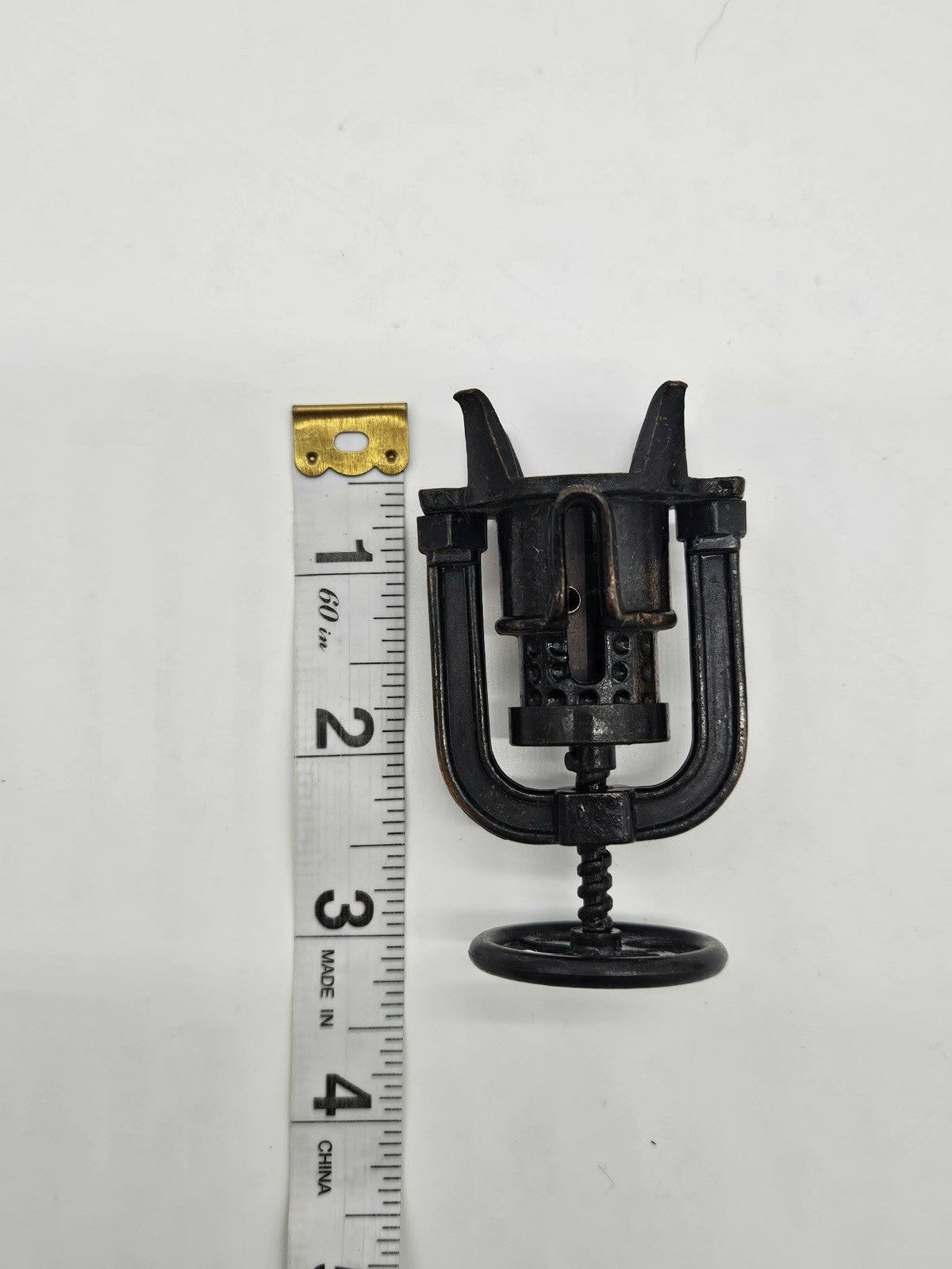 Vintage Die-Cast Metal Minature Replica Fruit Apple Cider Press Pencil Sharpener