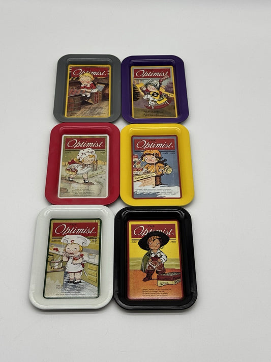 Lot of 6 Vintage Campbell Soup The Optomist Coin Trays