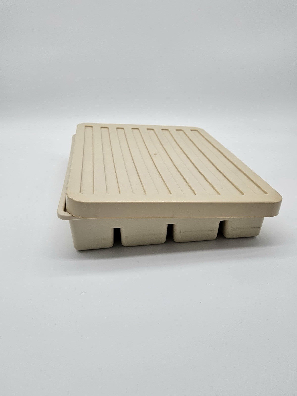 Vintage Beige Plastic Drawer Organizer Set Modular Desk Kitchen Utensil Tray