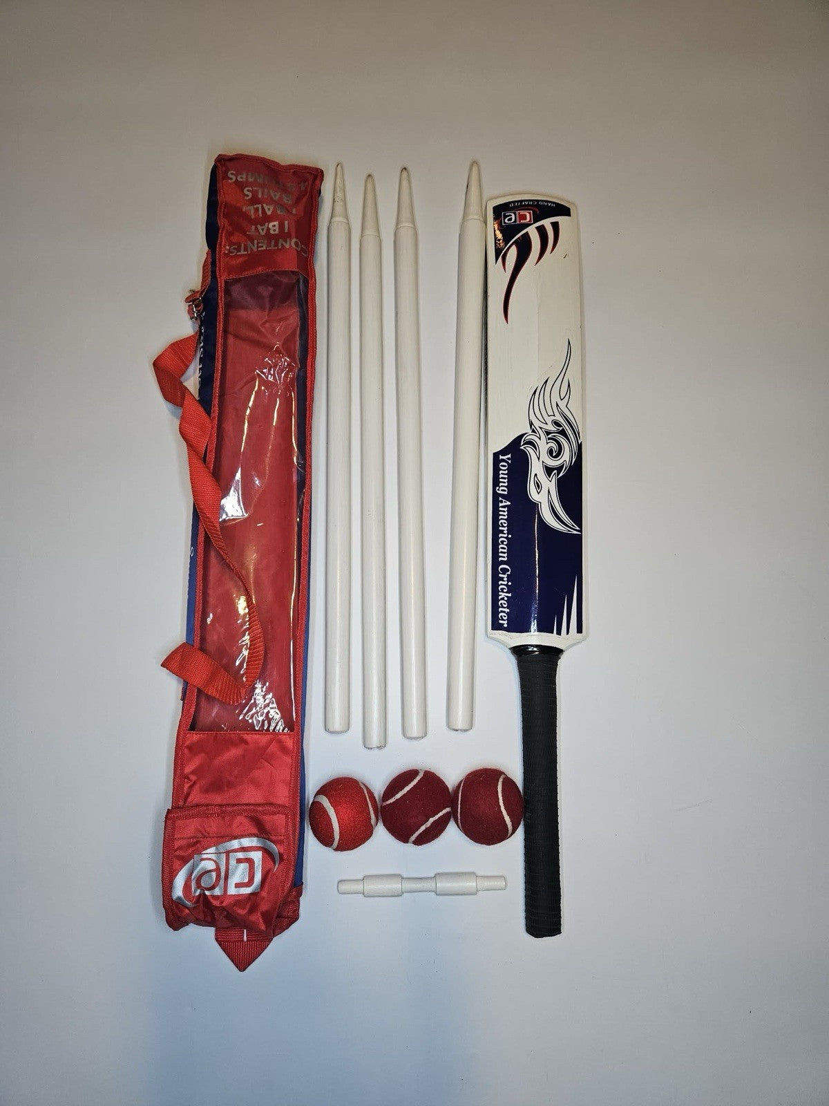 Junior Cricket Bat Set Wooden Gift Size 4, 6 Includes Stumps Balls Bat Case...