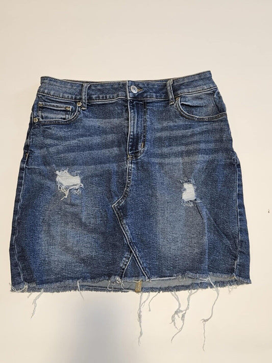 Maurices Denim Mini Skirt Womens 8 Cotton Distressed Jean Distressed