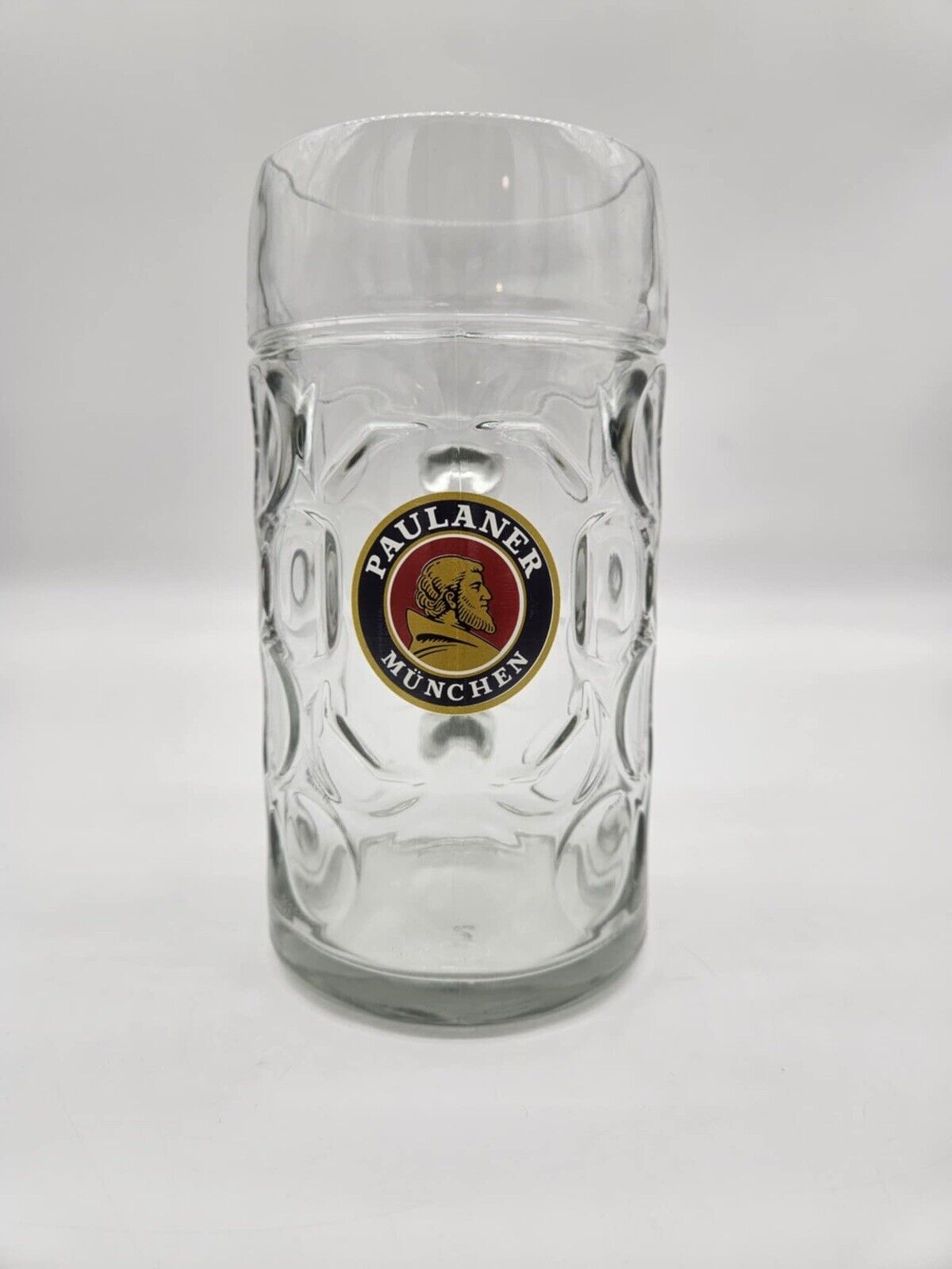 Paulaner Munchen 1 L Beer Glass, Heavy Dimpled Rastal Tankard, German Beer Mug