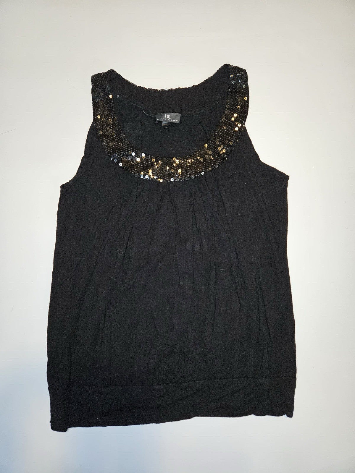 iZ Byer California Black Sequin Scoop Neck Tank Top