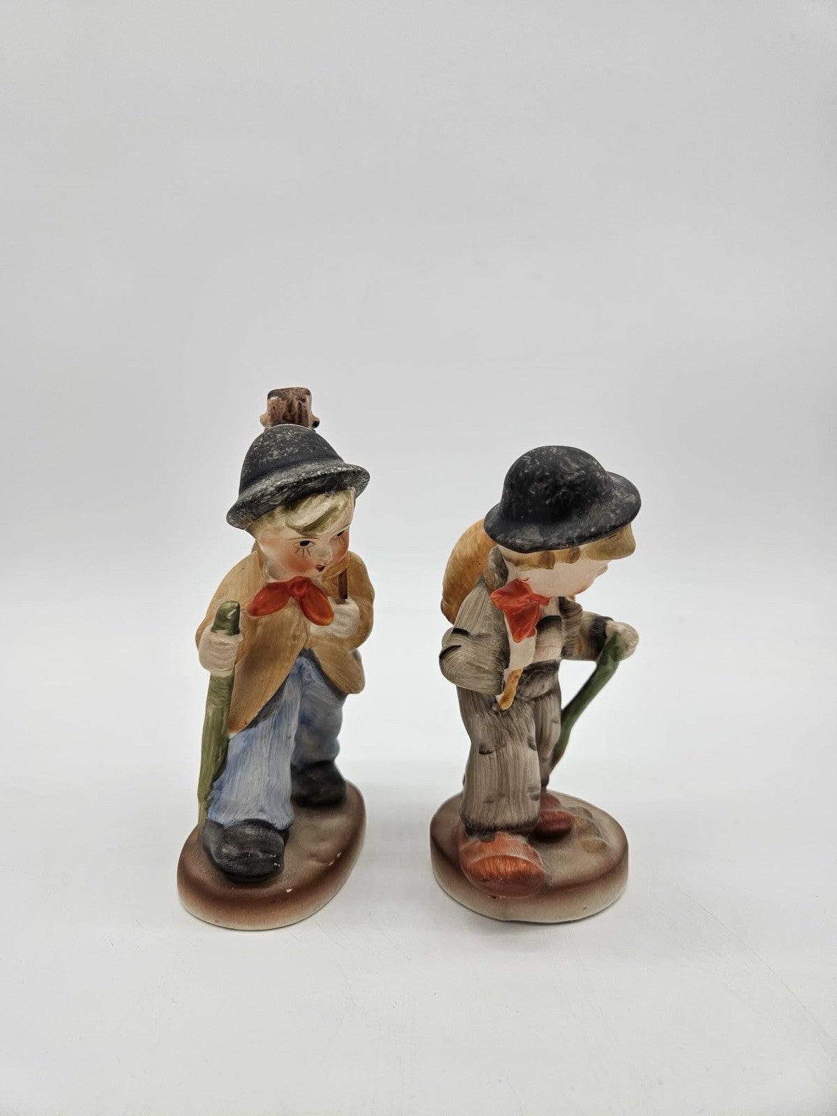 Vintage Victoria Ceramics Japan Boy Hiker Figurines Set of 2