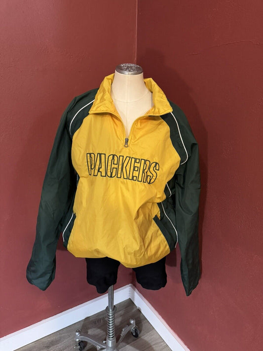 Official NFL Green Bay Packers Track Jacket / Wind Breaker ~ Yellow ~ Size Large