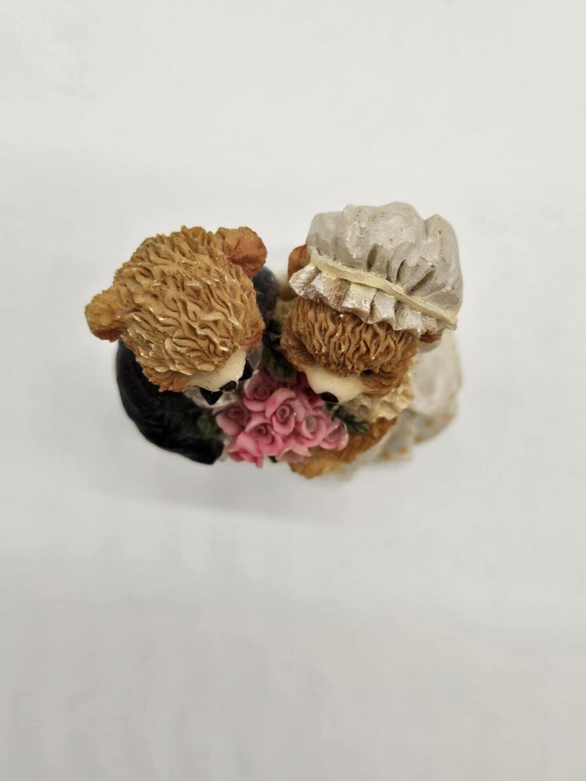 Vintage Happy Teddy Bears Wedding Topper Couple Cute Pink Roses