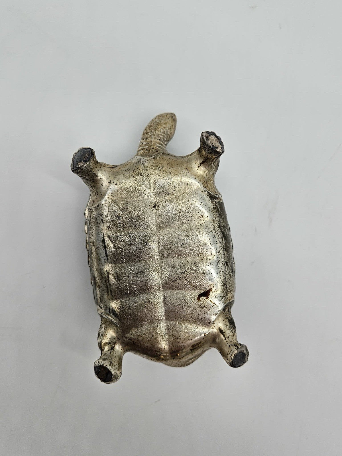 Vintage Turtle Trinket Box Silver Tone Metal Hinged Keepsake Figurine