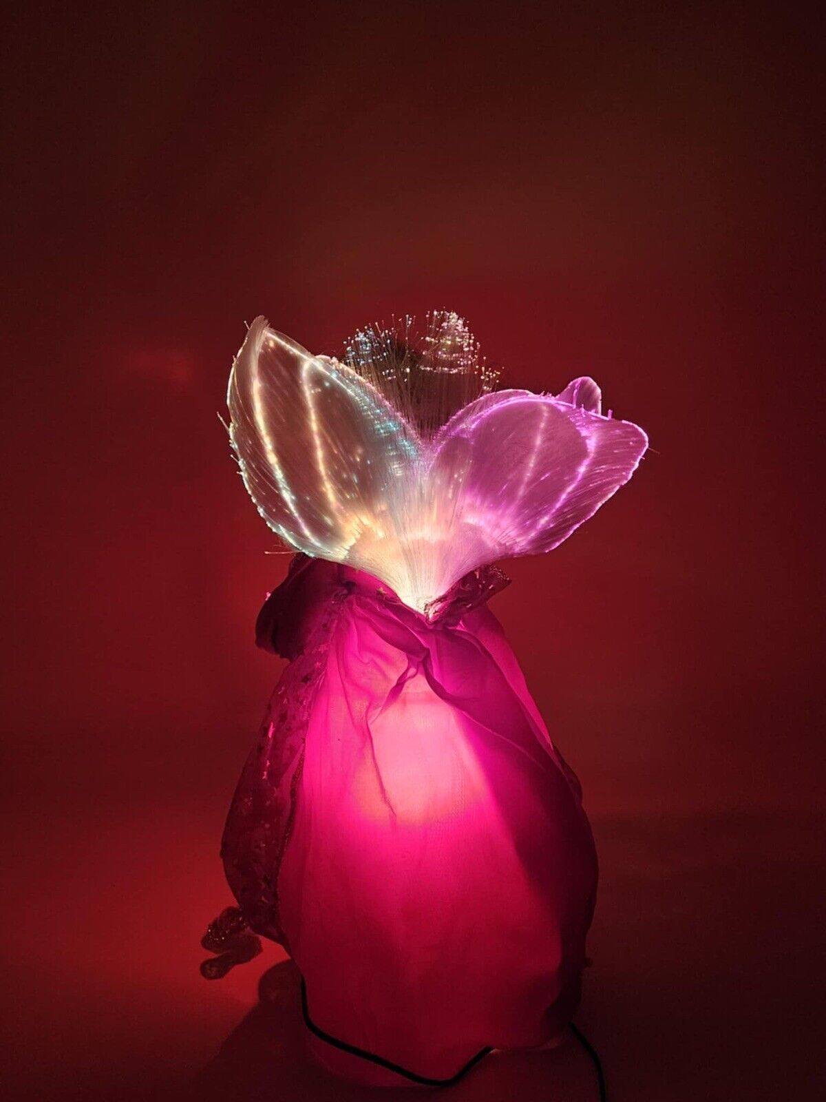 Vtg Fiber Optic Angel Christmas Tree Topper/Stand Alone, Muti-Color Winterlights
