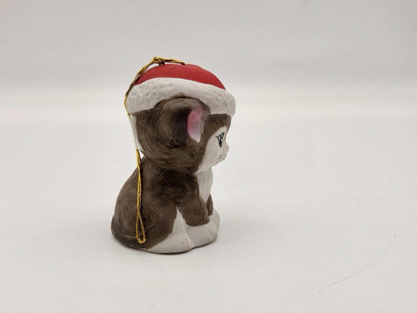 Vintage Lil Chimer Cat Bisque Porcelain Christmas Bell Ornament BOXED T37 Jasco