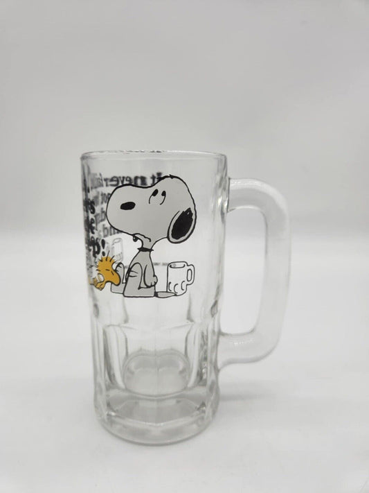 1965 Vintage Peanuts Snoopy Woodstock Root Beer Glass Mug Stein Collectible