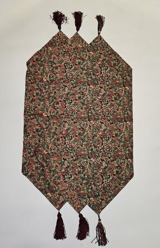 Vintage Paisley Table Runner with Tassels Boho Holiday Decor