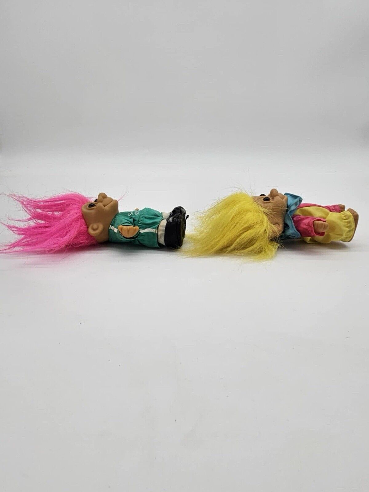 Vintage RUSS 4" Troll Doll Set of 2 Clown & Super Kicker Soccer Player 1980s