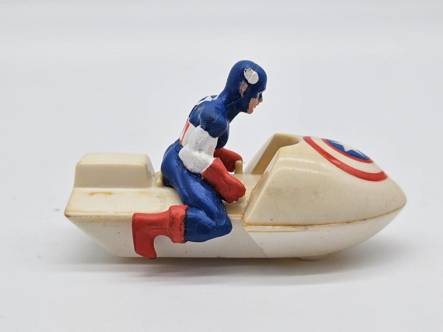 Vintage 1990 Captain America Marvel Action Figure On Jet ski Vehicle