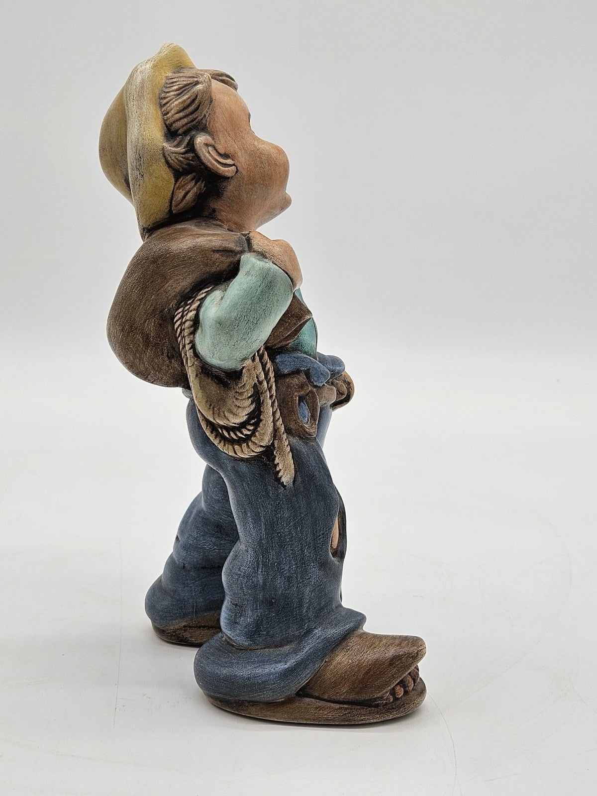 Vintage Hummel Style Boy Figurine with Sack & Ripped Pants