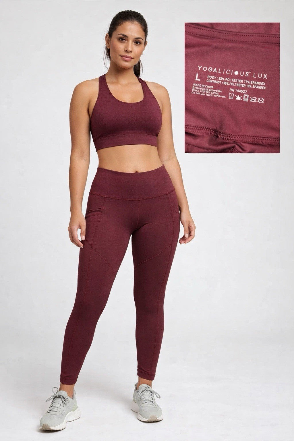 Yogalicious Dusty Rose Athletic Leggings with Pockets Size Small