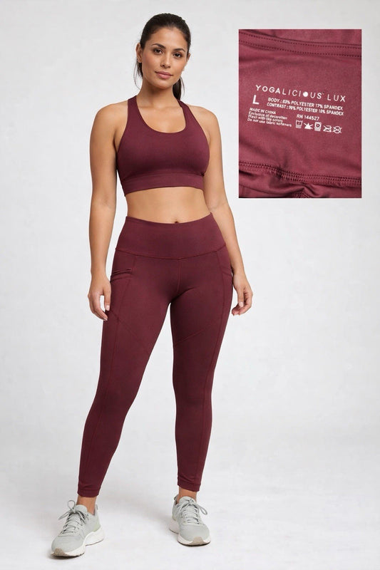 Yogalicious Dusty Rose Athletic Leggings with Pockets Size Small