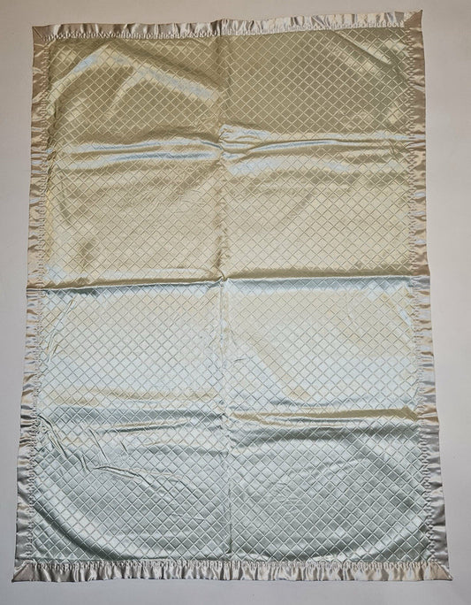Vintage Satin Baby Blanket Diamond Quilted Ivory Silk Trim Heirloom Nursery