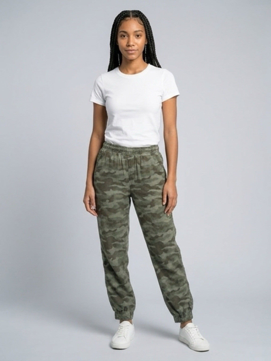 Knox Rose Women’s Camo Jogger Pants Elastic Waist Drawstring Size S