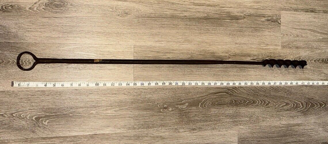Antique Primitive Hand Forged Auger Manual Drill Bit Shipbuilding Tool