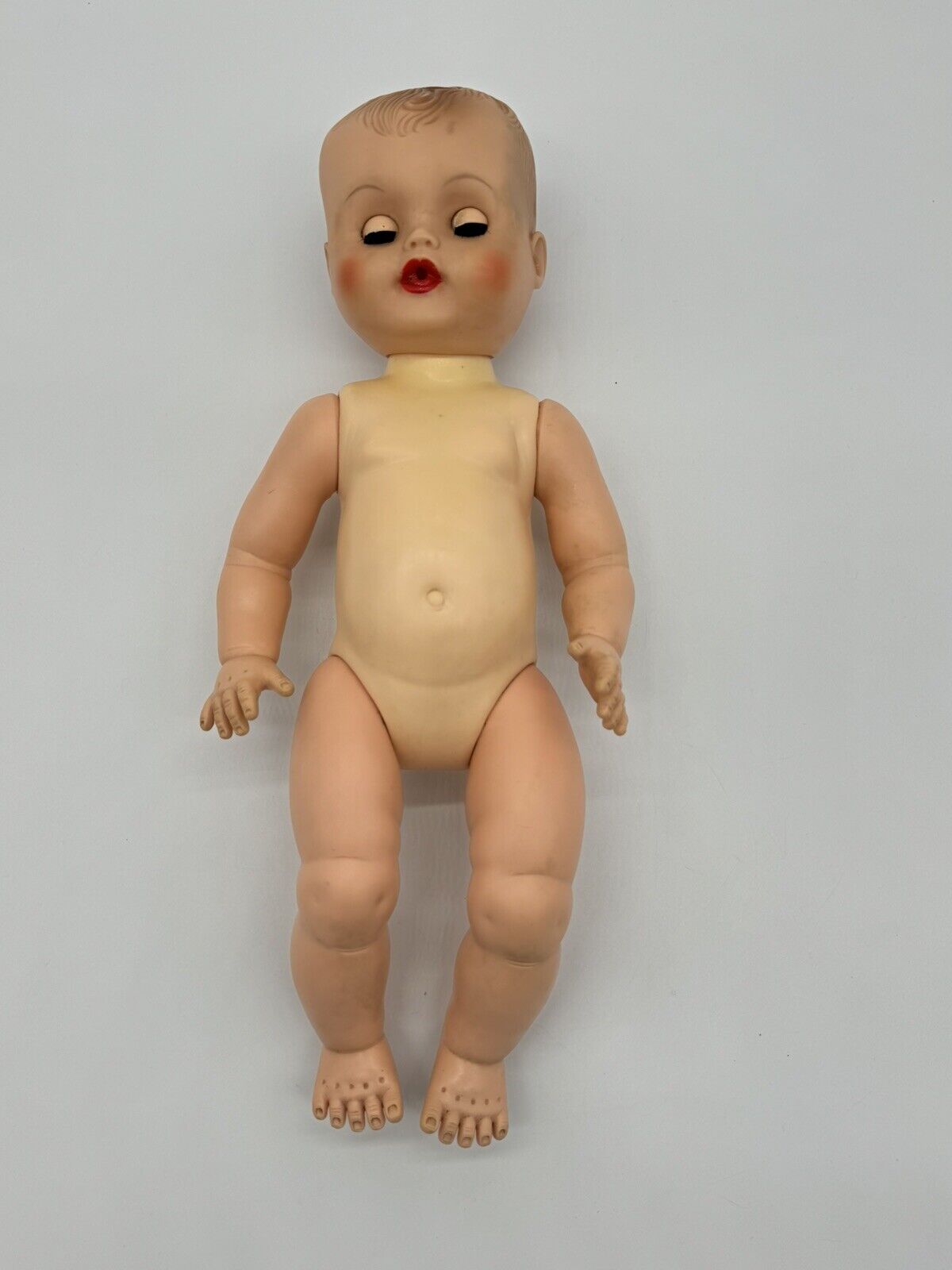 Vintage 1950's Vinyl Drink & Wet Sleepy Eyes Baby Doll Molded Hair AE 20"