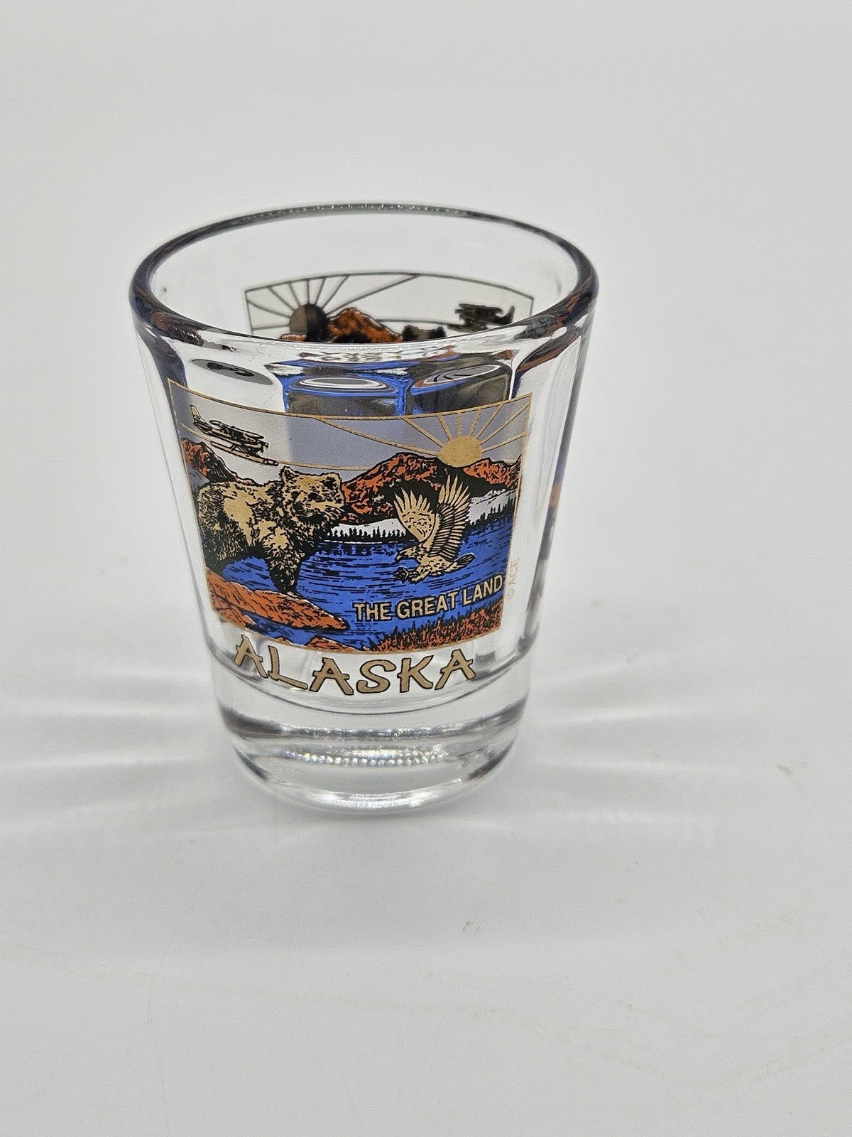 Alaska The Great Land Bear Eagle Scenic Souvenir Shot Glass