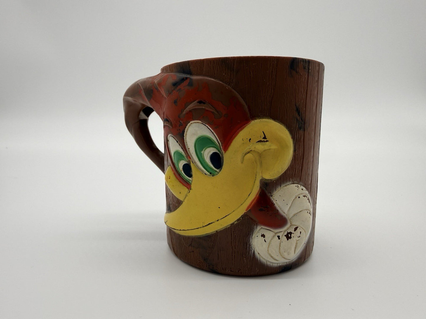Vtg Woody Woodpecker Plastic Figural Cup Bright Colorful F&F Mold Dayton Ohio