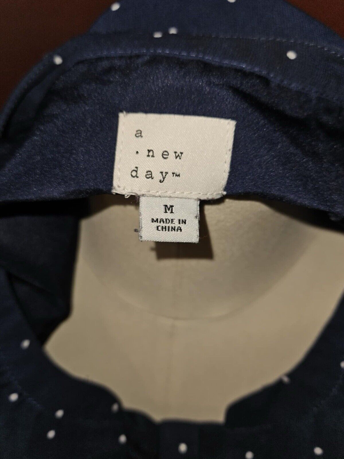 Long Sleeve Navy Blue Polka Dot Dress by A New Day Size M