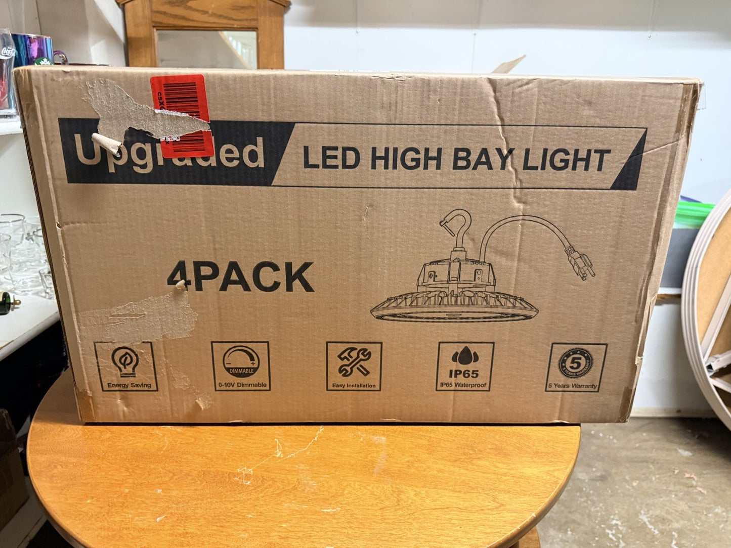 JC-LGL LED UFO High Bay LED Lights 200W 5700K 4Pack Dimmable High Bay Shop Light