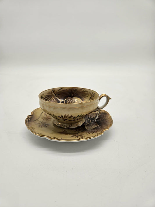 Vtg Princess China Painted Pine Cones EW-6797 Cup & Saucer