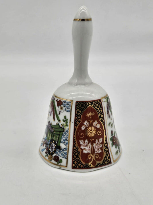 Vintage Imari Heritage Mint Porcelain Bell w/ Ming Dynasty Pattern Made in Japan