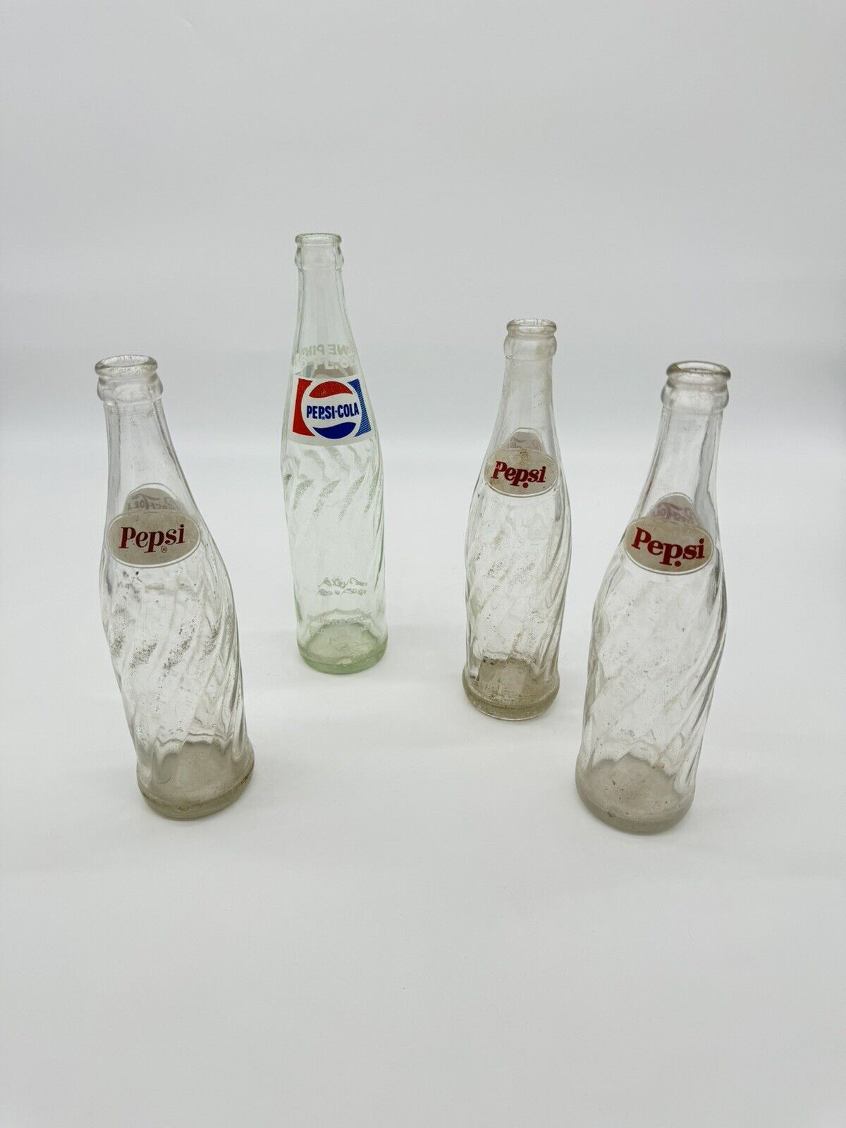 Lot Of 4 Vintage Pepsi-Cola Glass Soda Bottles