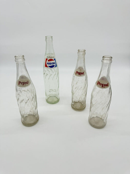 Lot Of 4 Vintage Pepsi-Cola Glass Soda Bottles