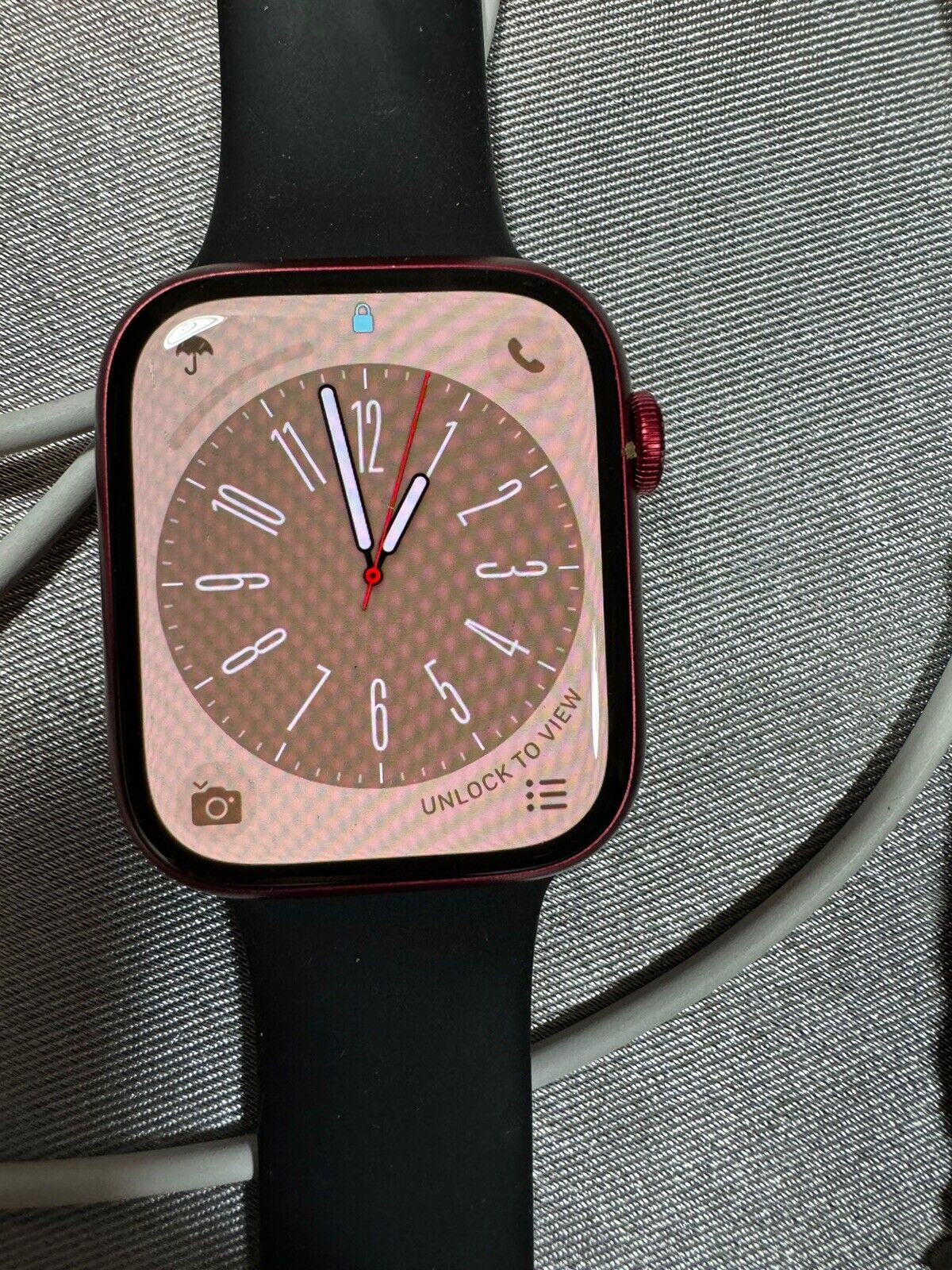 Apple Watch Series 7 45mm Red Aluminum Case with Black Sport Band & Cord JWL