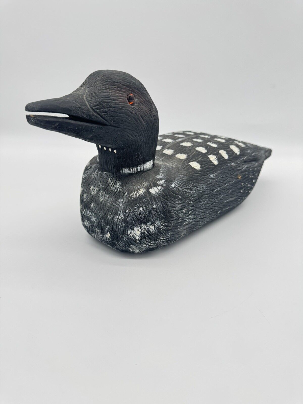 Vintage Hand Carved Hand Painted Loon Figurine Decoy Wooden