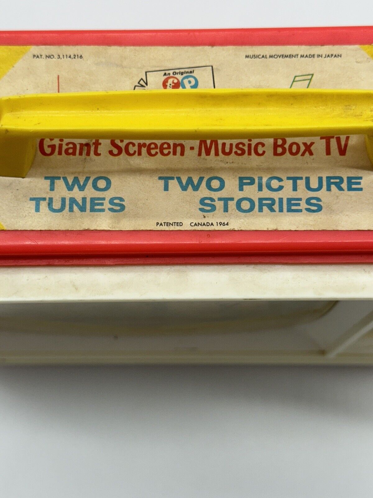 Vintage 1964 Fisher Price Toys GIANT SCREEN MUSIC BOX TV Two Tunes TV - Works