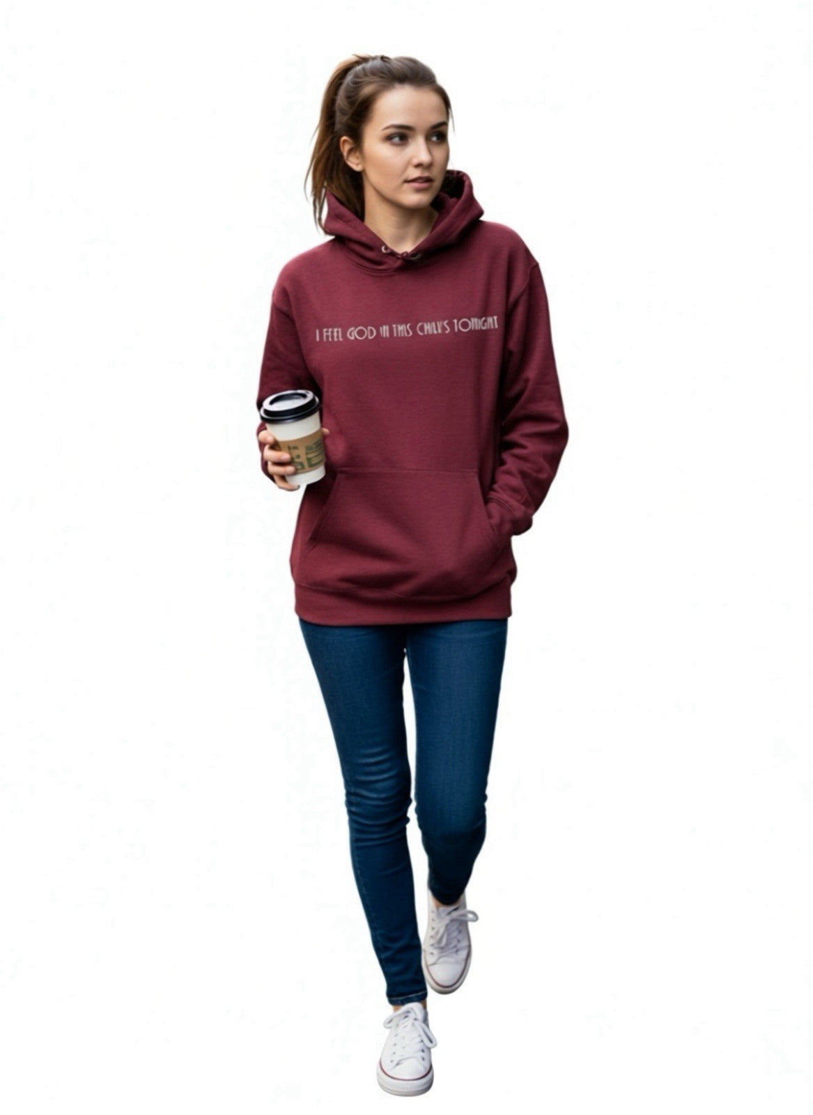 Hanes THE OFFICE Burgundy Hoodie “I Feel God in This Chili’s Tonight” Sz M