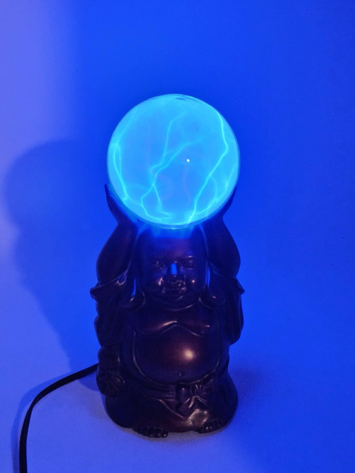 LumiSource Buddha Electra Lamp Tesla Plasma Globe Table Light Spencers Gifts NOS
