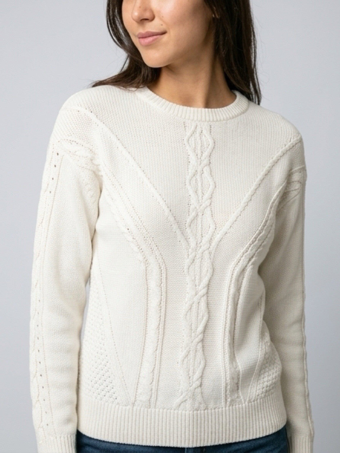 The Limited Women’s Cream Cable Knit Sweater Tall Medium
