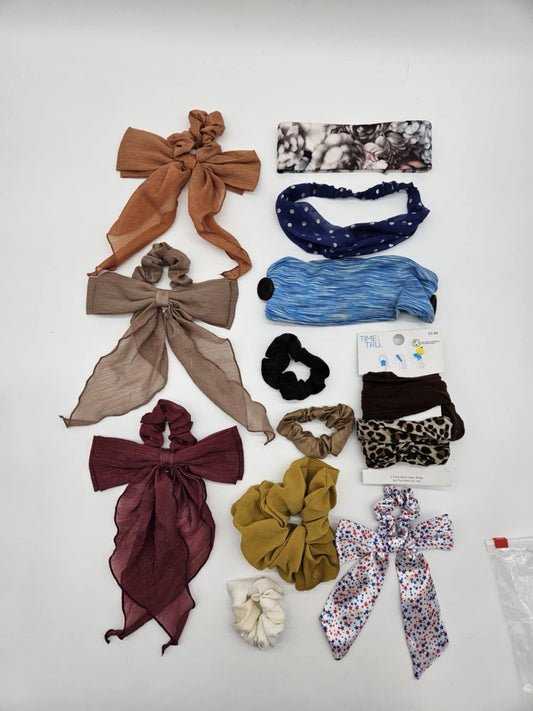 lot of 12 Colorful Hair Scrunchies & Accessories