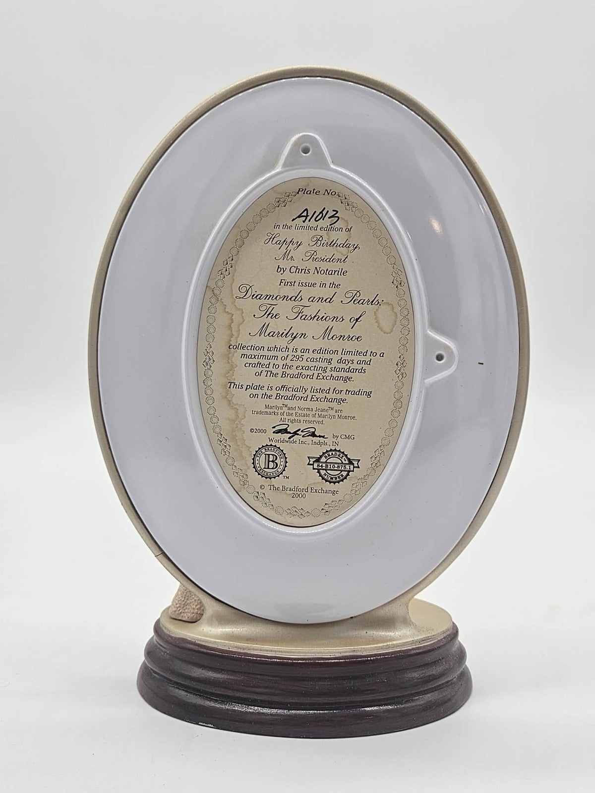 BRADFORD EXCHANGE MARILYN MONROE FIGURE / PLATE 2000 HAPPY BIRTHDAY MR.PRESIDENT