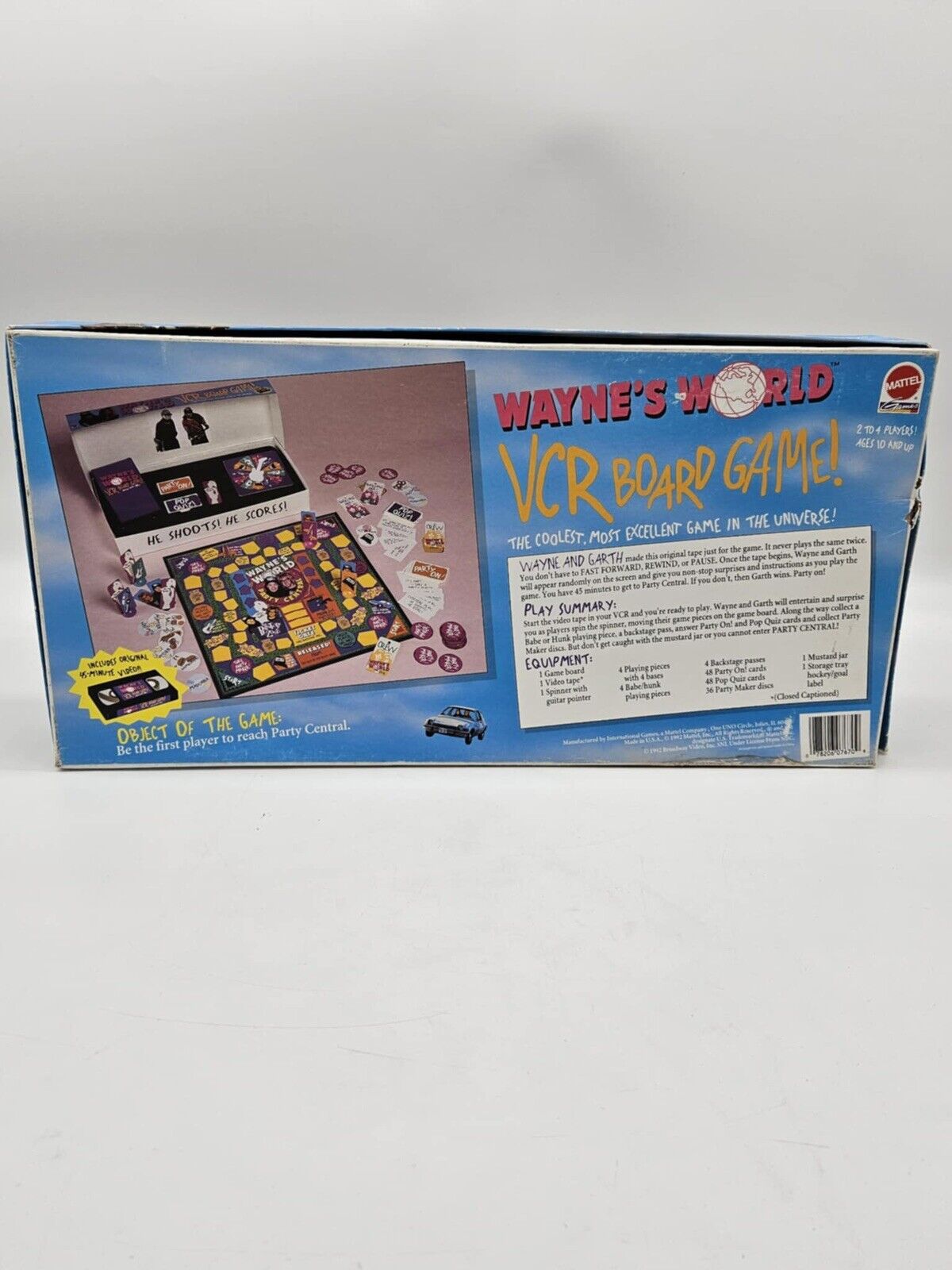 COMPLETE Wayne's World VCR Board Game 1992 Mattel Rare HTF 90s Vintage VTG VHS