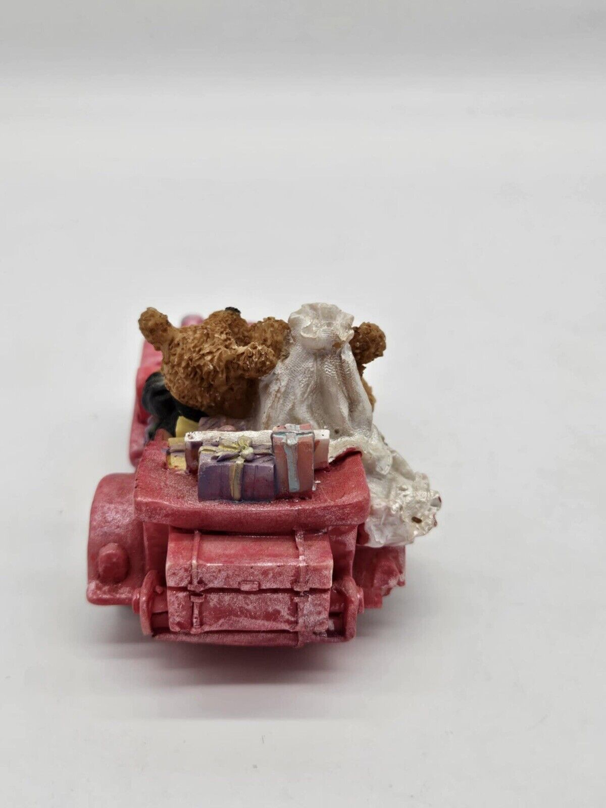 Vintage Just Married Bears in Pink Car