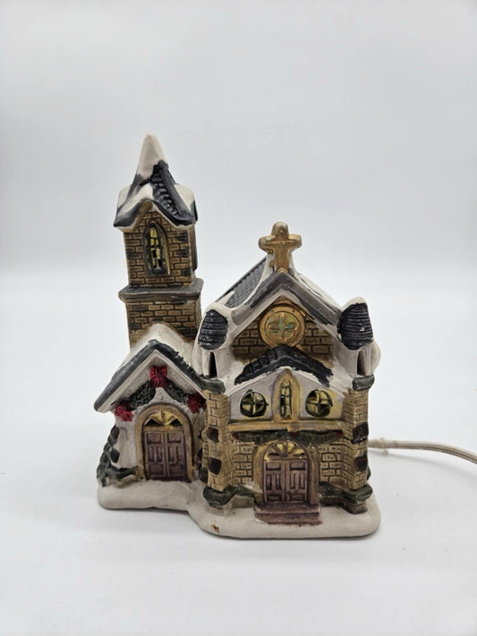 Cobblestone Corners Christmas Village Church Vintage 2001